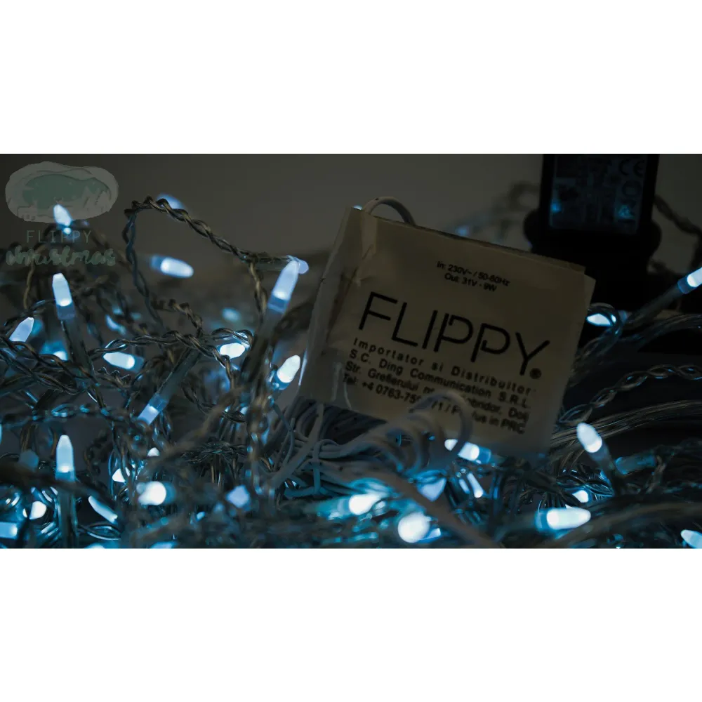 Коледна инсталация, 130 м, 3120 светодиода, ресни, студено бяло, светкавица, захранване, възможност за свързване, включен...