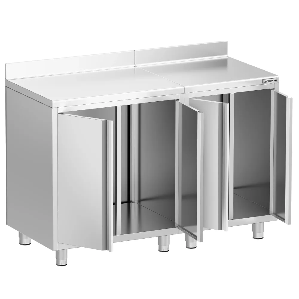 Професионален работен шкаф за кафемашина - 1400x600mm - с 4 плъзгащи врати - със заден борд 100mm