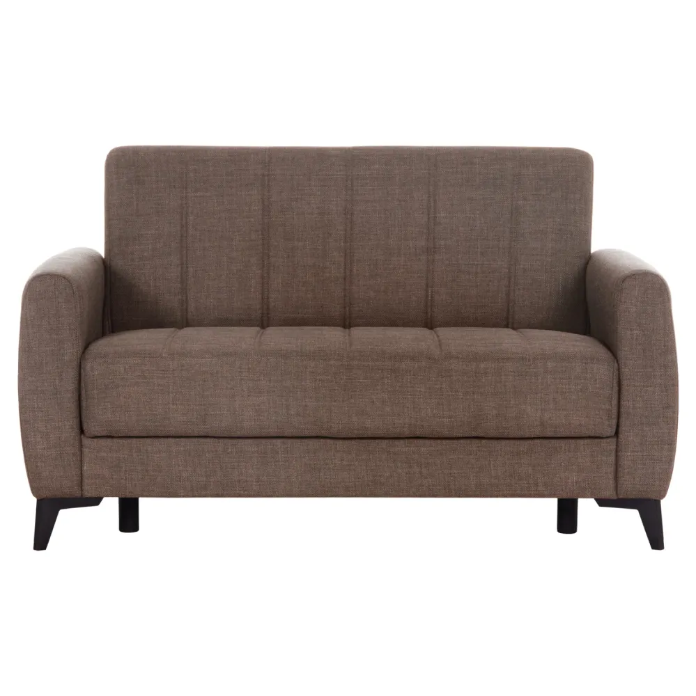 Разтегателен диван с място за съхранение Никко кафяв плат 144x75x84см.