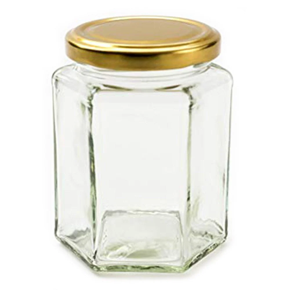 Стъклен буркан с шестостенна форма и винтова капачка 150ml