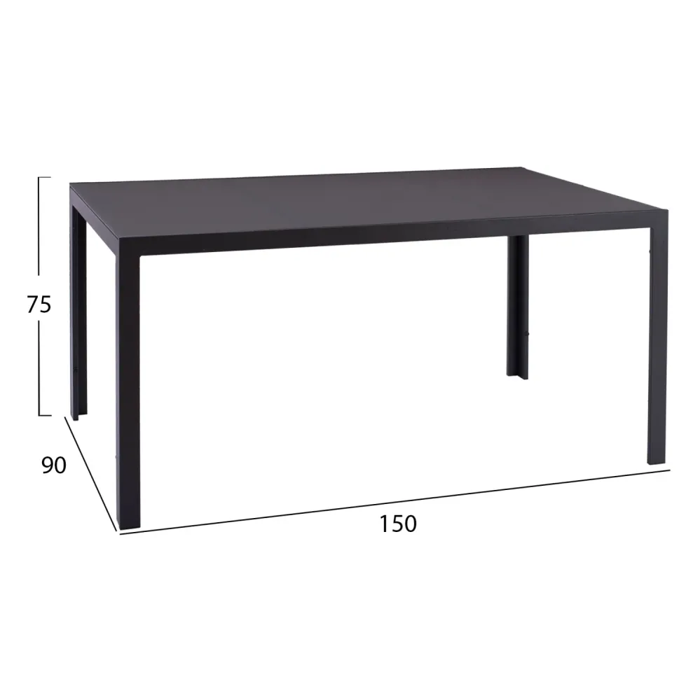 Комплект за трапезария 7 части сива маса 150x90 и столове с въже КГ1152601