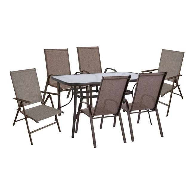 Комплект градински от 7 части с маса 150x90x72 в кафяв цвят КГ10557.02