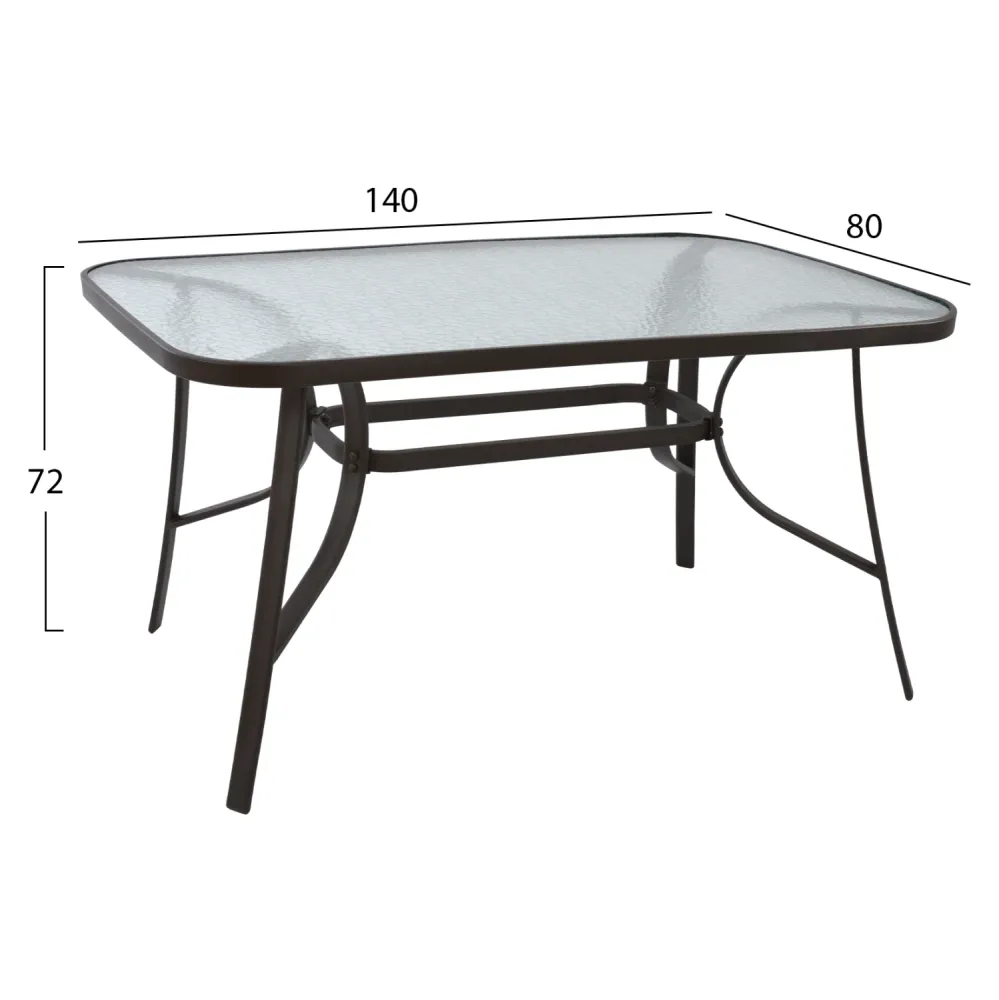 Комплект градински от 5 части с трапезна маса 150x90x72см КГ10562.01 от метал, кафяв