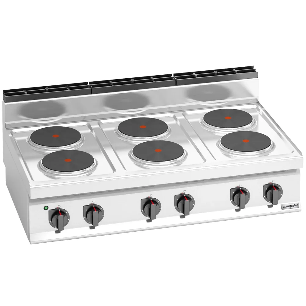 Настолен електрически котлон - 15,6kW - Серия 700 - 6 чугунени плочи Ø220 - цифрово управление