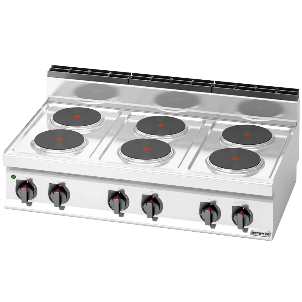 Настолен електрически котлон - 15,6kW - Серия 700 - 6 чугунени плочи Ø220 - цифрово управление