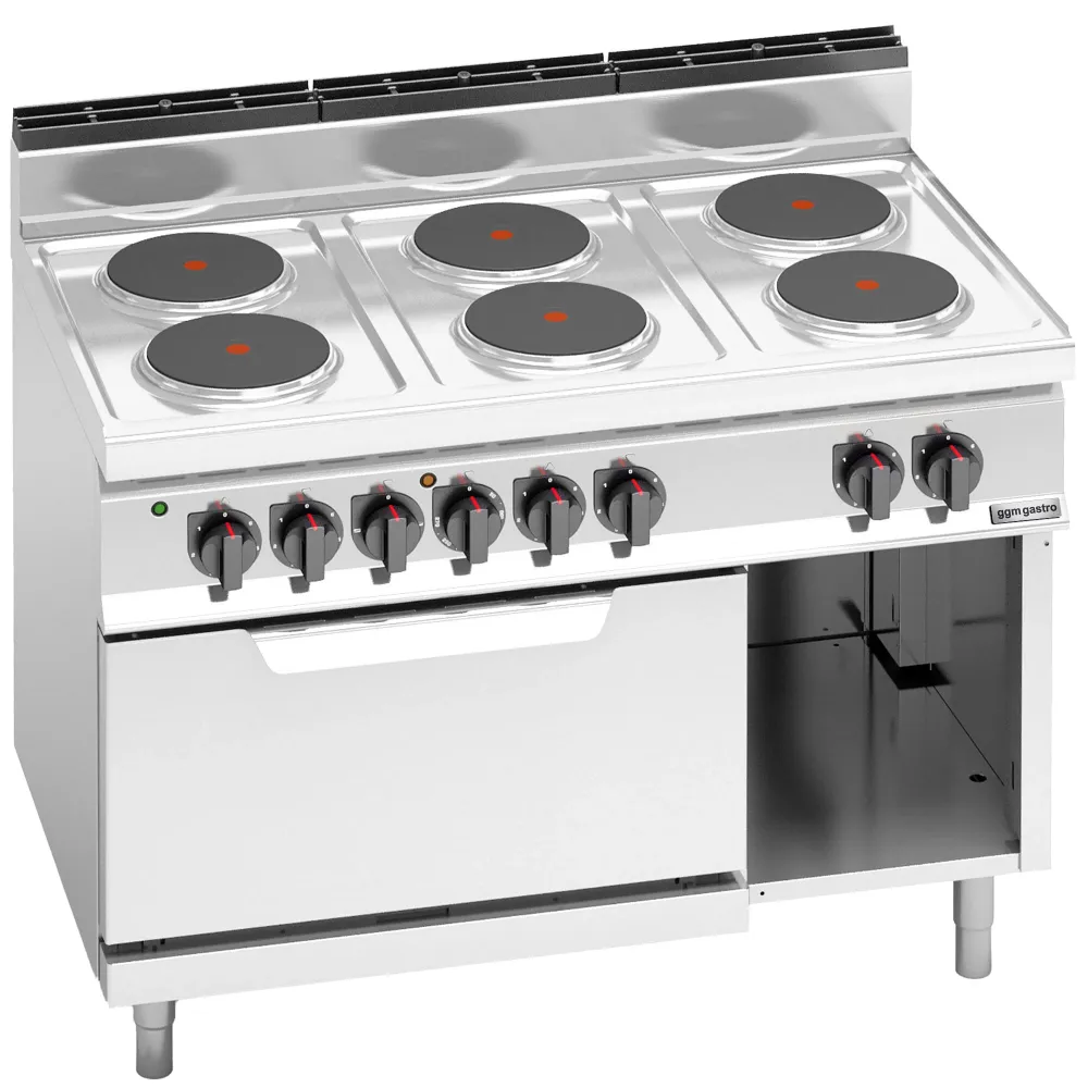 Електрически котлони - 15,6kW - Серия 700 - 6 чугунени плочи 220x220mm - с вградена Електрическа фурна статична - 7,5kW -...