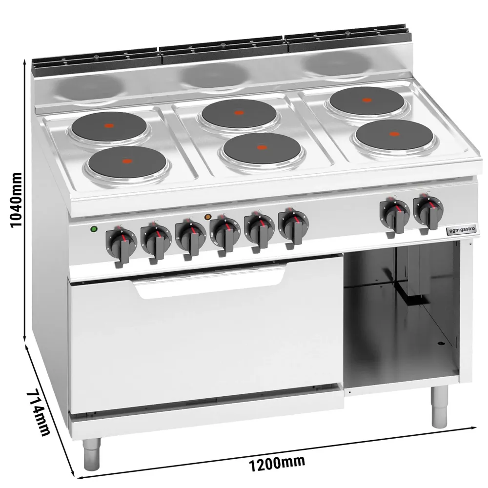 Електрически котлони - 15,6kW - Серия 700 - 6 чугунени плочи 220x220mm - с вградена Електрическа фурна статична - 7,5kW -...