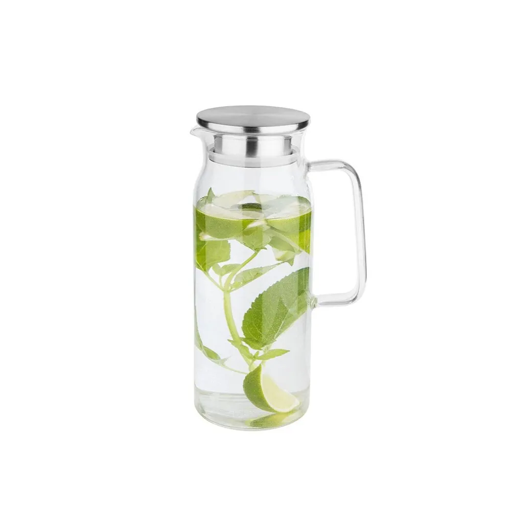 (6 бр.) Стъклена кана - 1,5l - капак с цедка - Стъкло