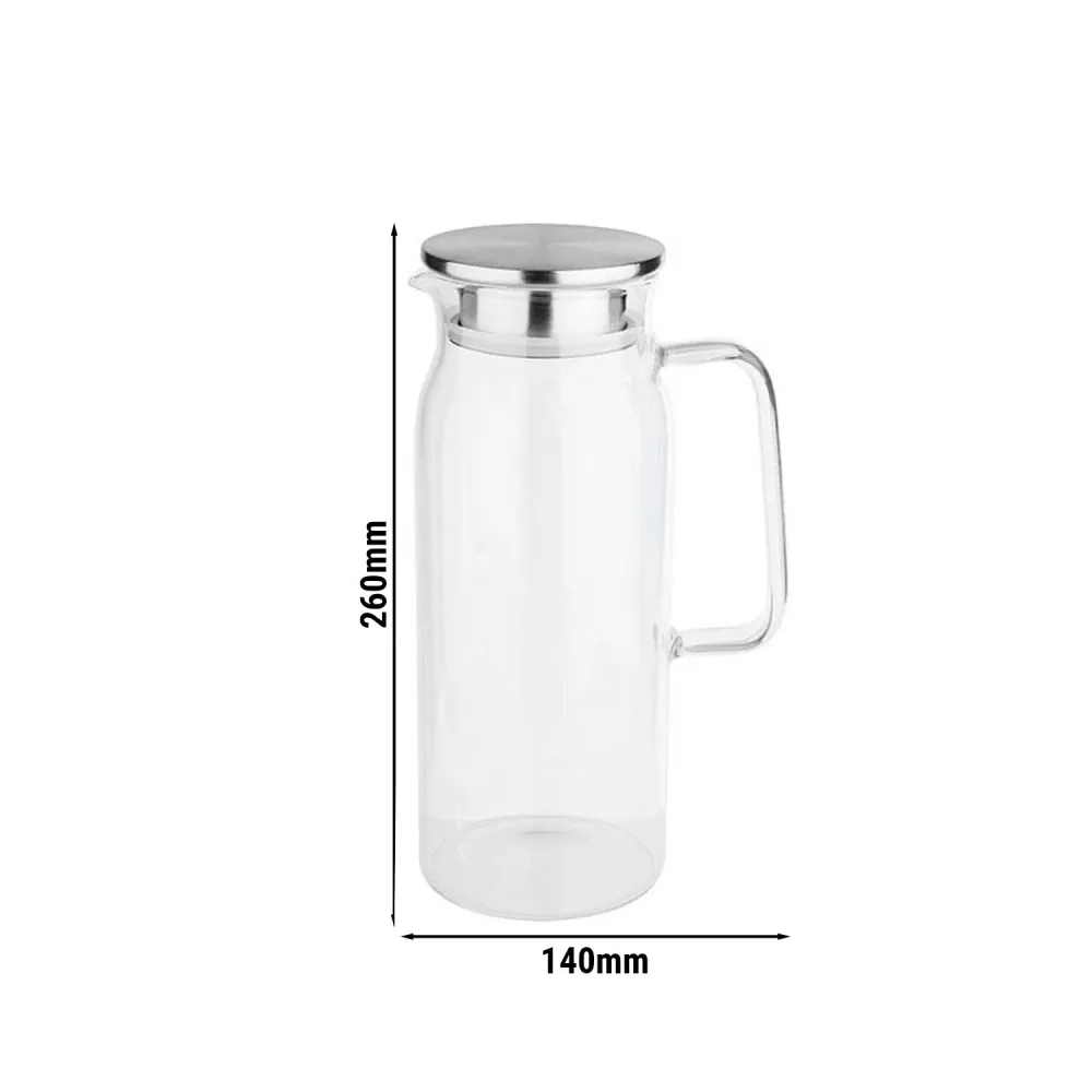 (6 бр.) Стъклена кана - 1,5l - капак с цедка - Стъкло