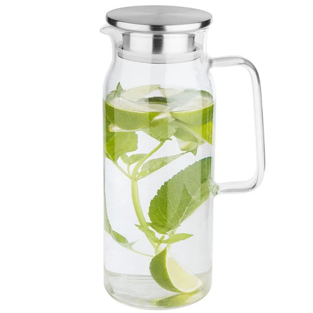 (6 бр.) Стъклена кана - 1,5l - капак с цедка - Стъкло