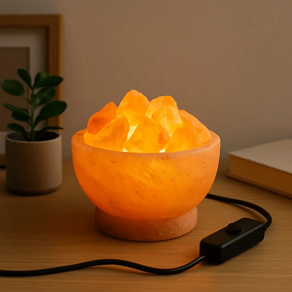 Хималайска солна лампа огнен съд с парчета 15x9cm