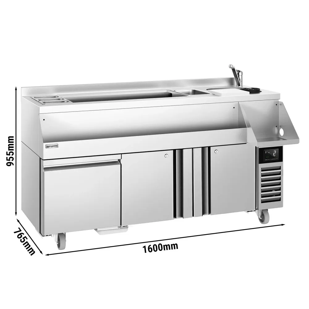 Барова хладилна маса - 1600mm - 235l - 2 врати, 1 чекмедже - 230V