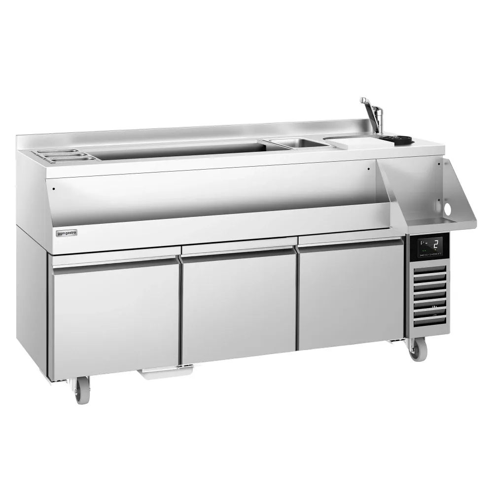 Барова хладилна маса - 1600mm - 235l, 3 чекмеджета - 230V