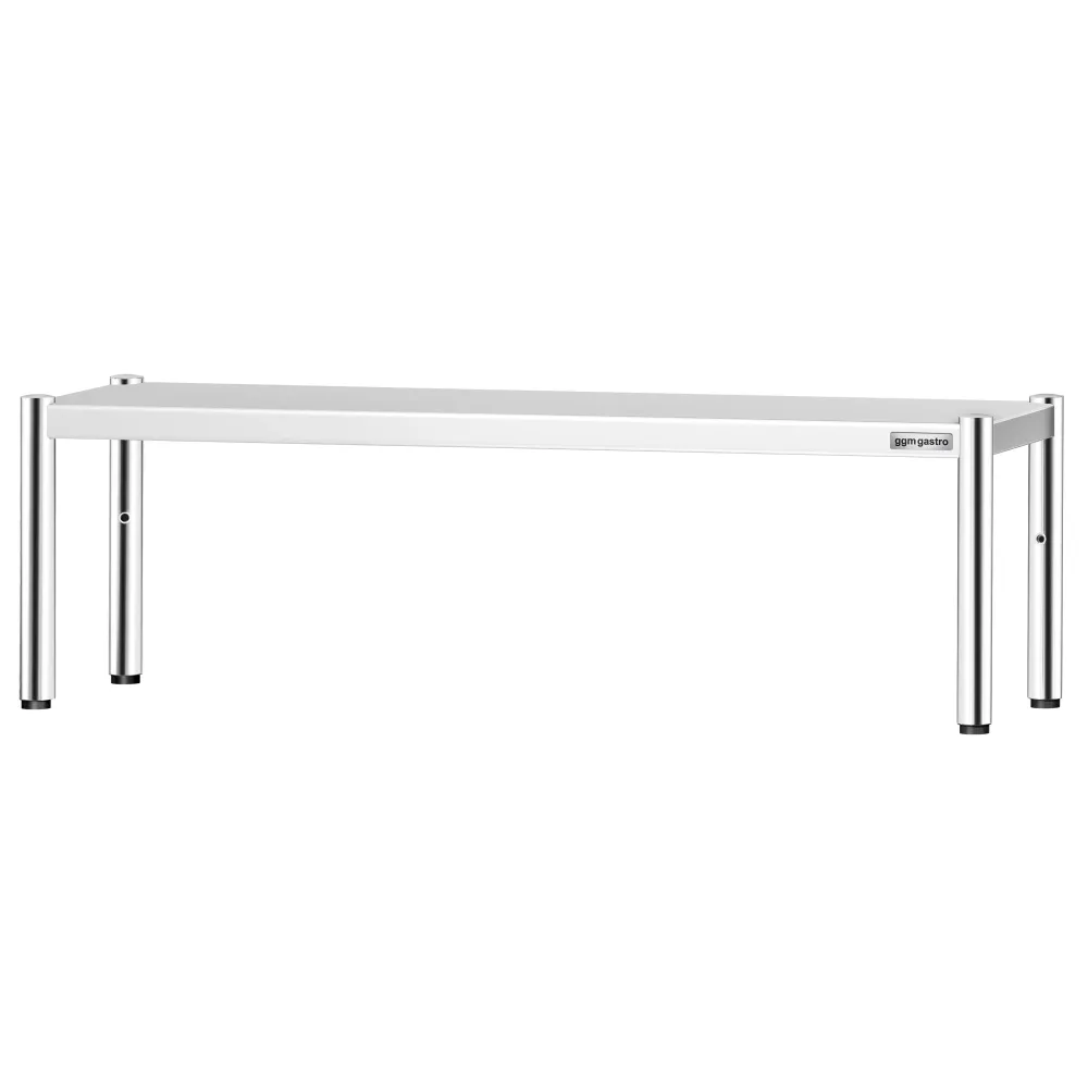 Надстройка от неръждаема стомана за работна маса - 1 рафт - 1600x370mm - с регулируема височина