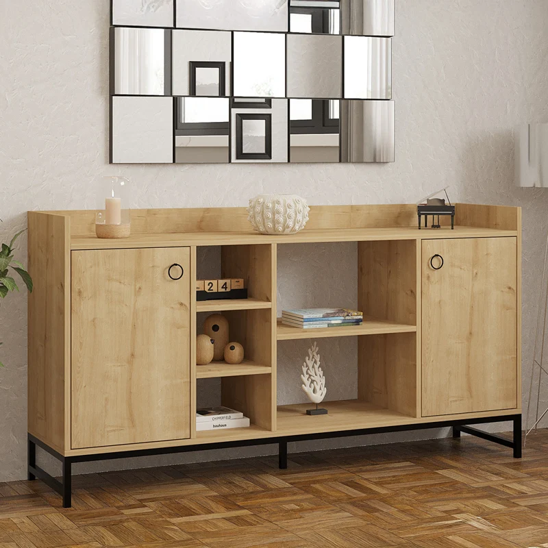 Бюфет Делта цвят дъб с черни метални крака 160x40x85см