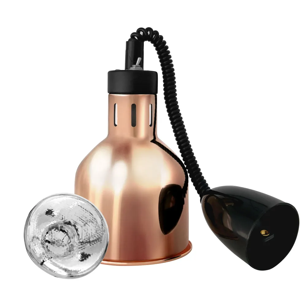 Инфрачервена нагревателна лампа за храна - Ø175mm - 275W - E27 - вкл. IR крушка - Розово злато
