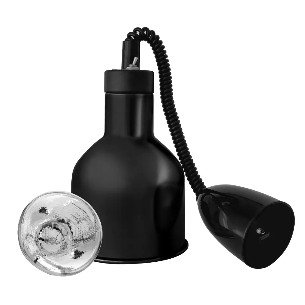 Инфрачервена нагревателна лампа за храна - Ø175mm - 275W - E27 - вкл. IR крушка - Черно