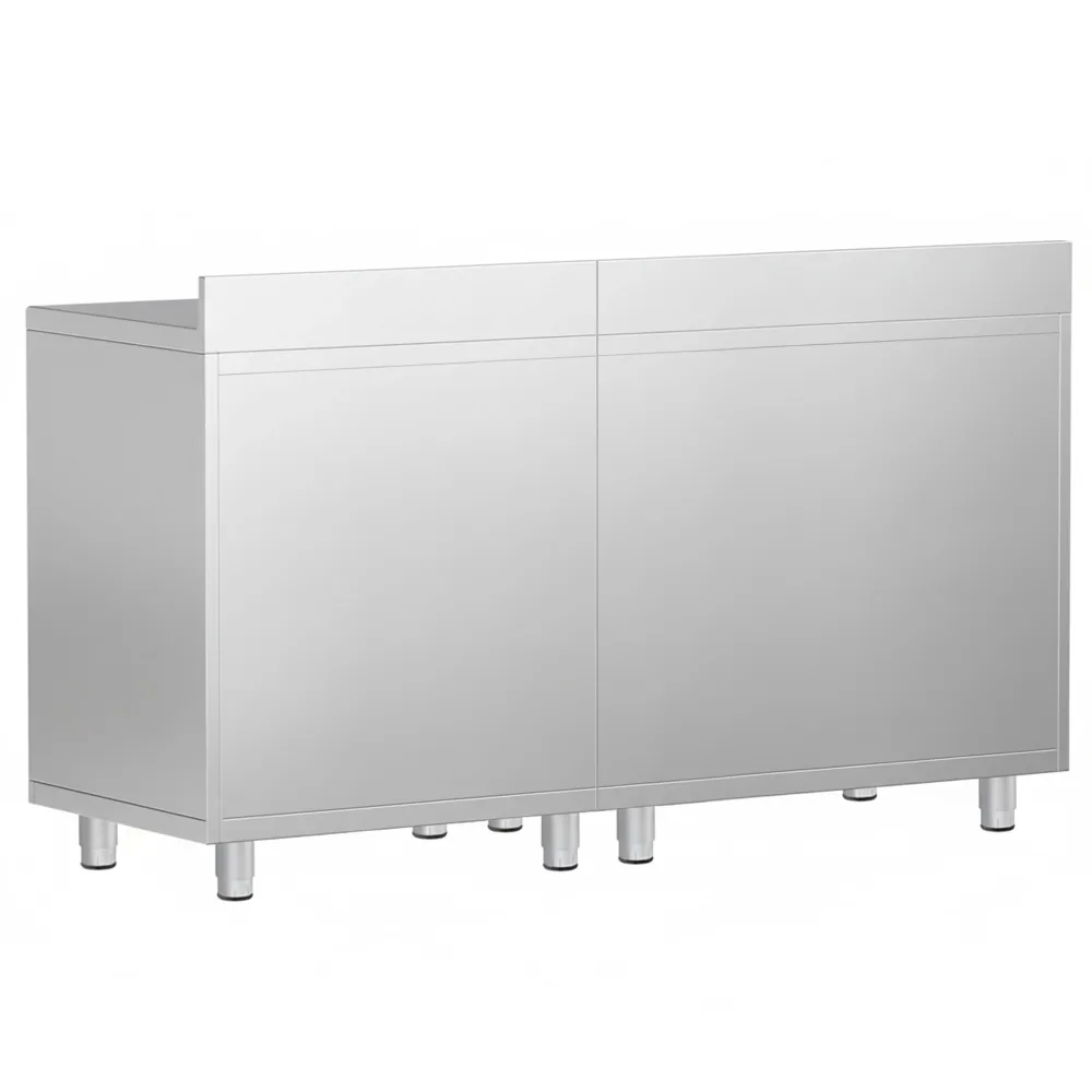 Професионален работен шкаф за кафемашина - 1800x600mm - с 4 сгъваеми врати тип хармоника (ляво/дясно) - със заден борд 100mm