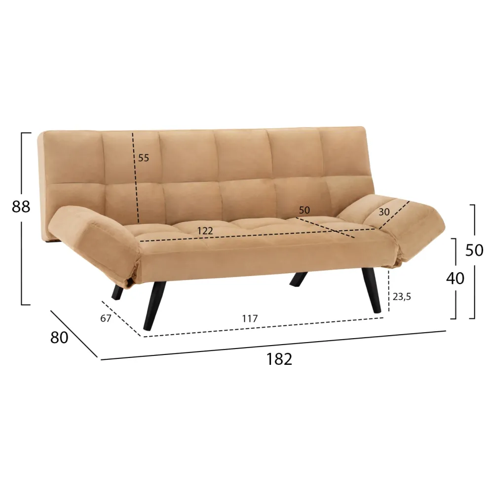 Канапе легло бежов цвят 182x80x88 см.