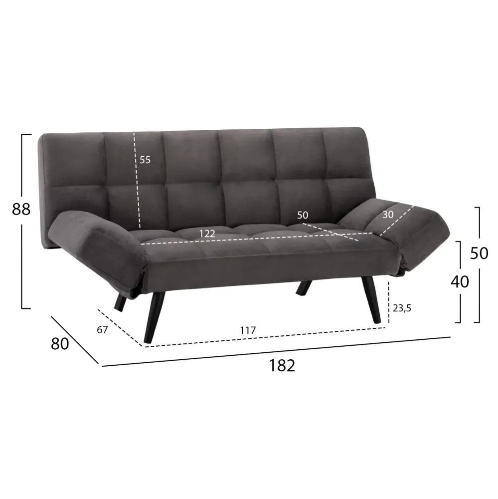 Канапе легло сив цвят 182x80x88 см.