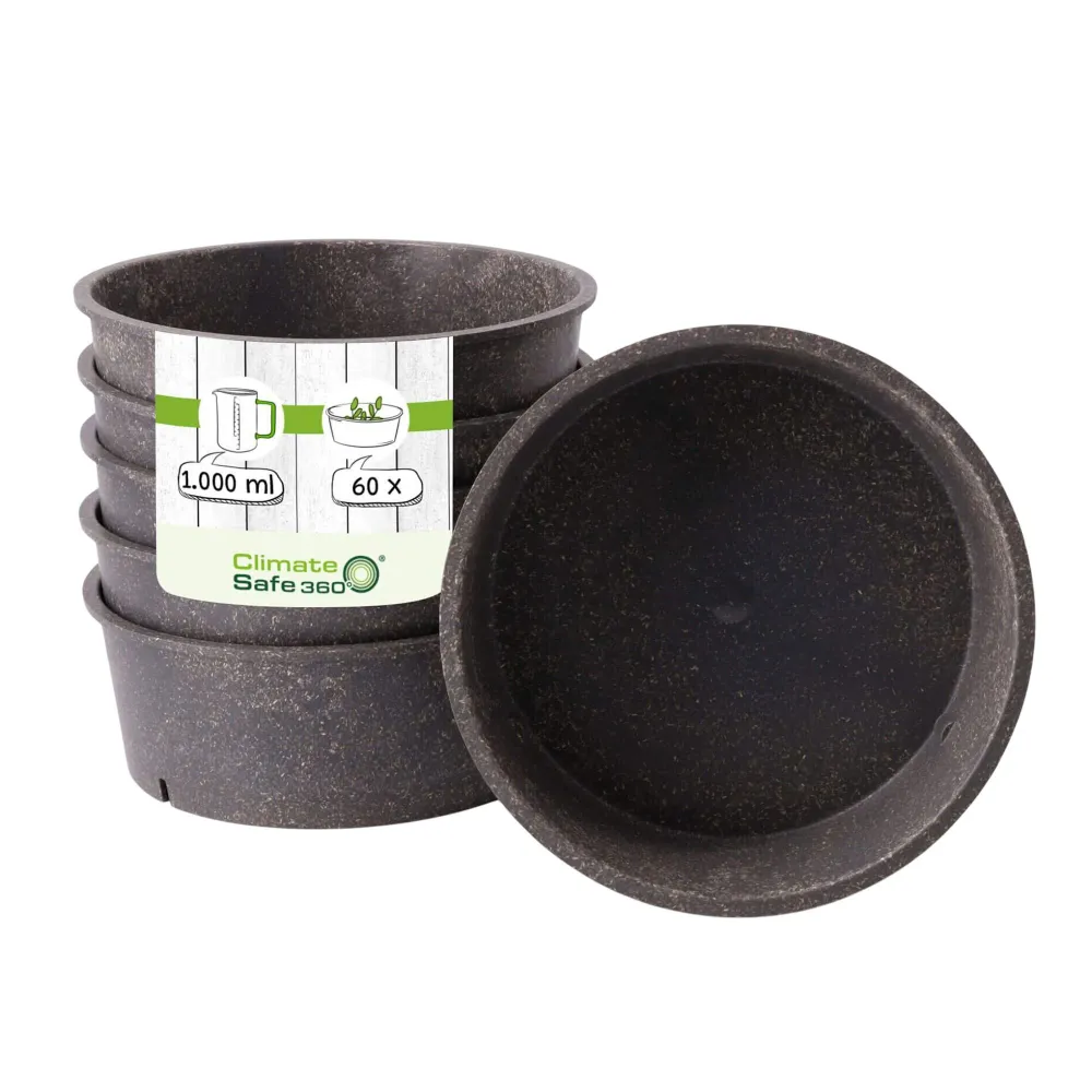 (60 бр.) Купа - Био композит - 1L - Ø 185mm - Дълбочина: 68mm - Сиво