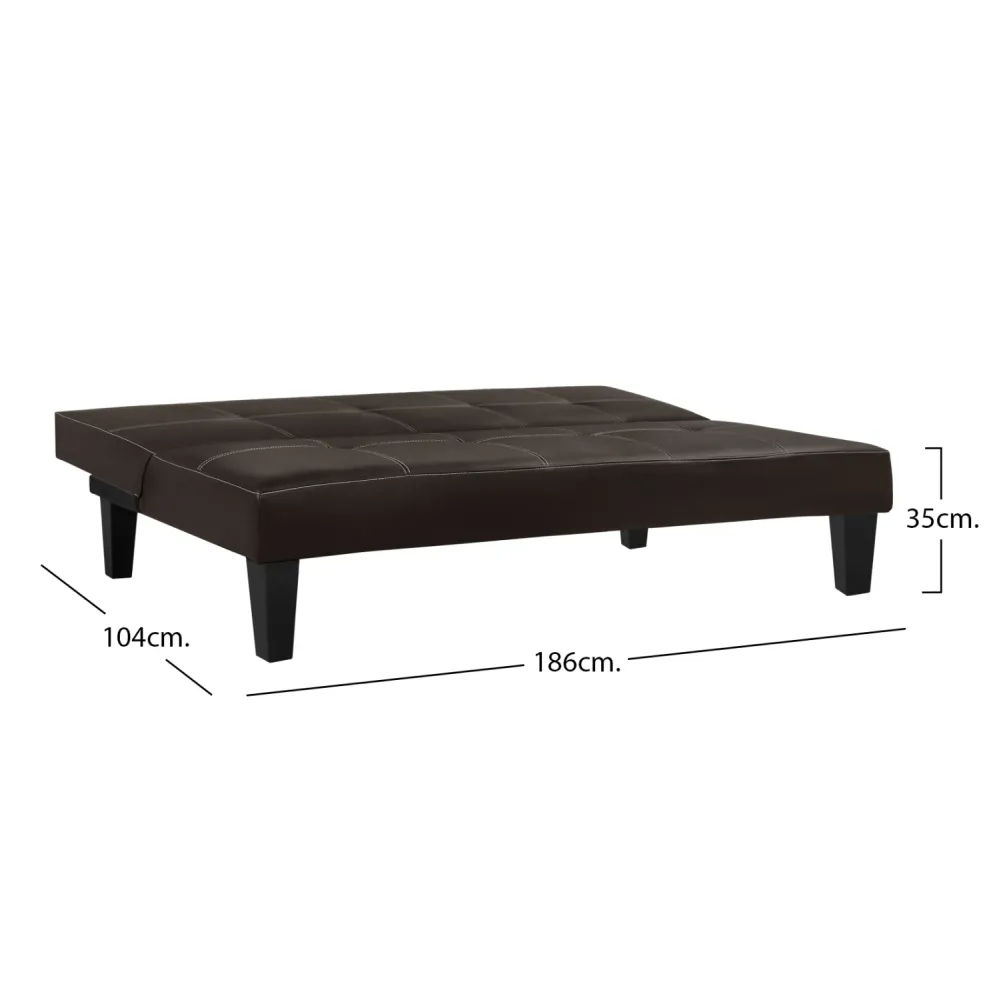 Диван легло 3-ти кафяв pu с газ 186x90x82