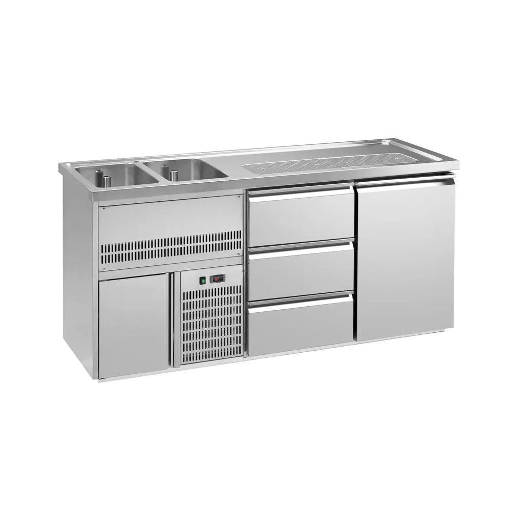 Хладилник за бири 1,95 x 0,7 м - с 1 врата и 3 чекмеджета 1/3
