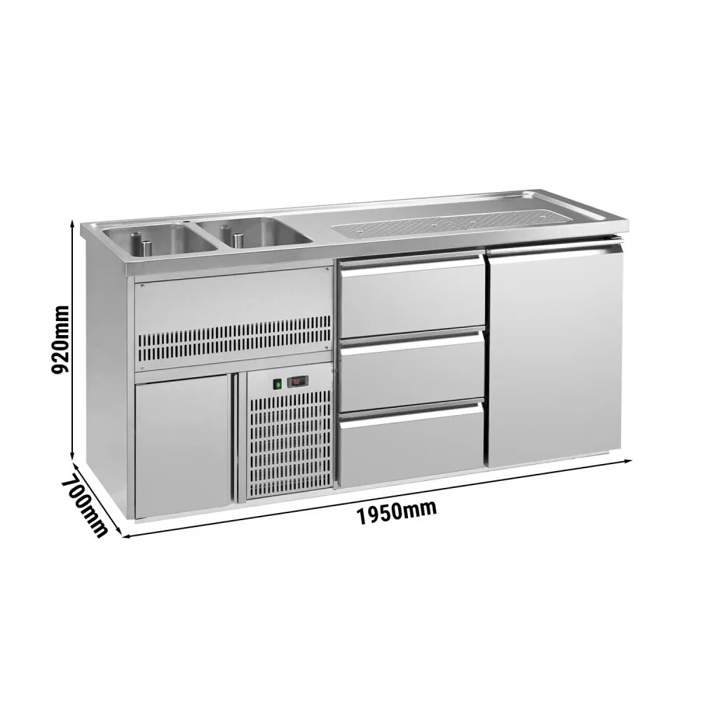 Хладилник за бири 1,95 x 0,7 м - с 1 врата и 3 чекмеджета 1/3