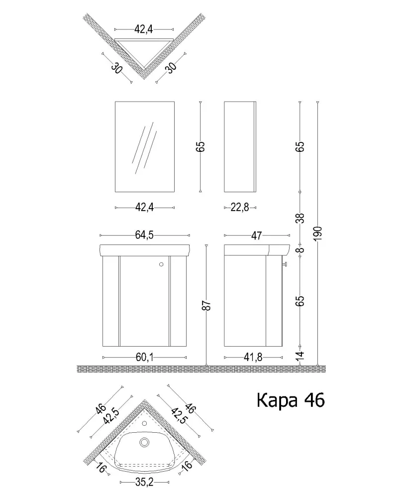 Ъглова мебел Кара 46 см.