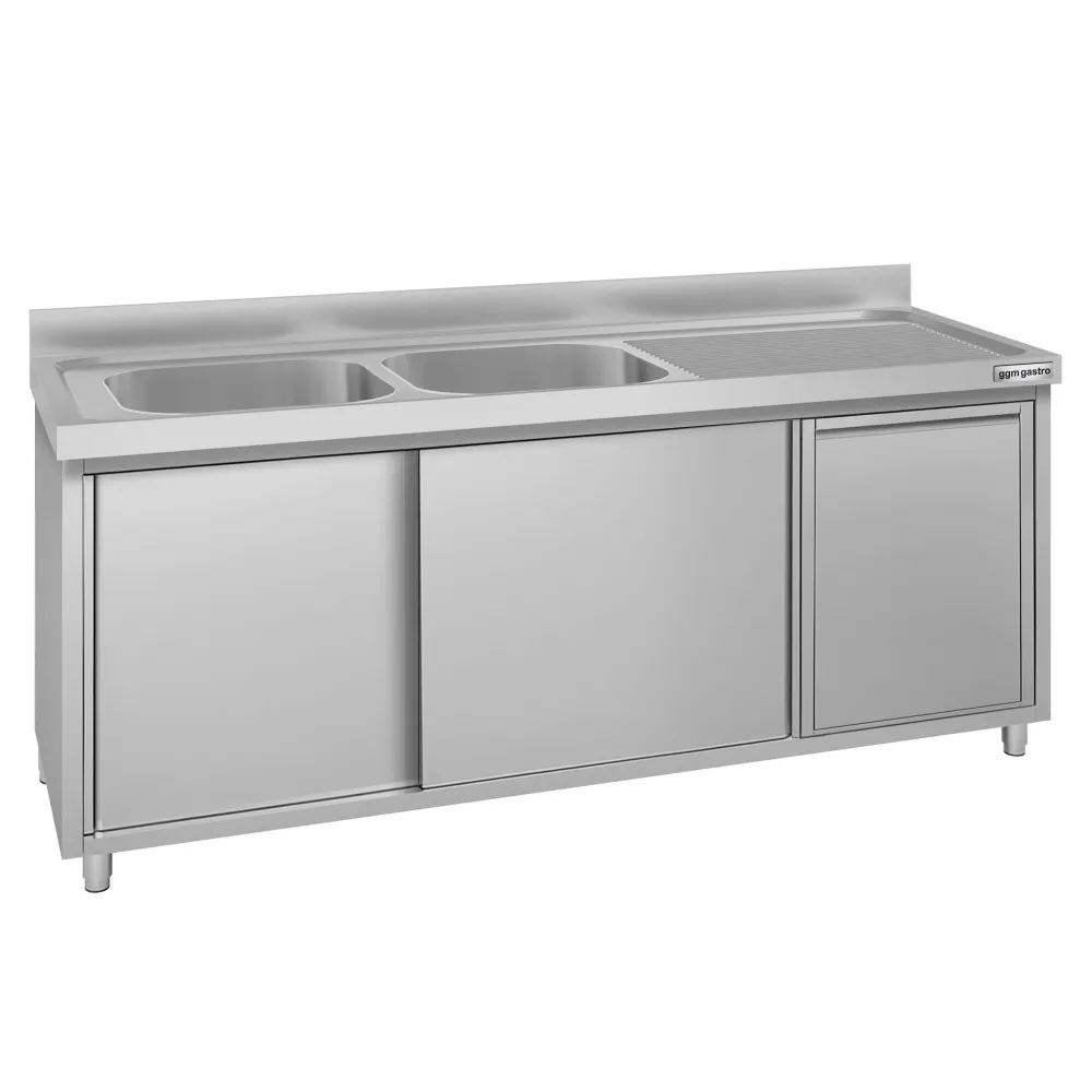 Мивка - 2000x700mm - с кошче за отпадъци и 2 мивки вляво