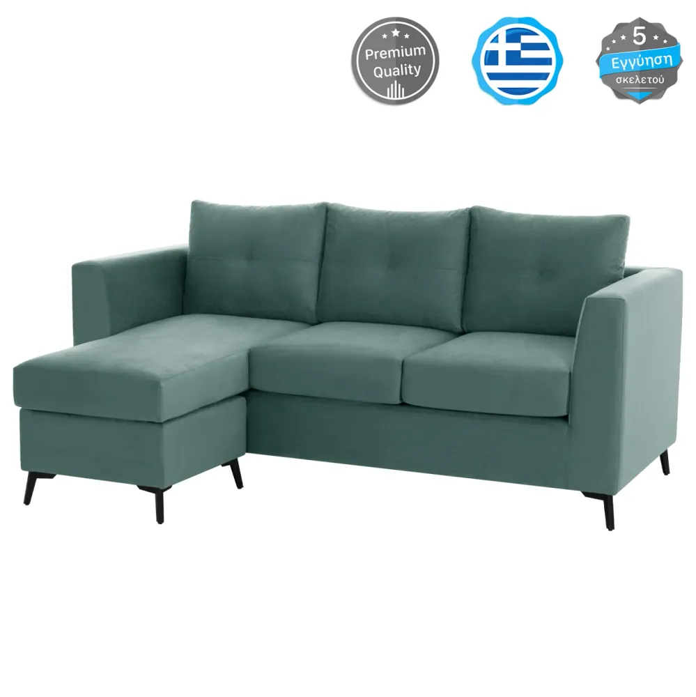 Ъглов диван обръщаем цвят мента плат 200x140x88см