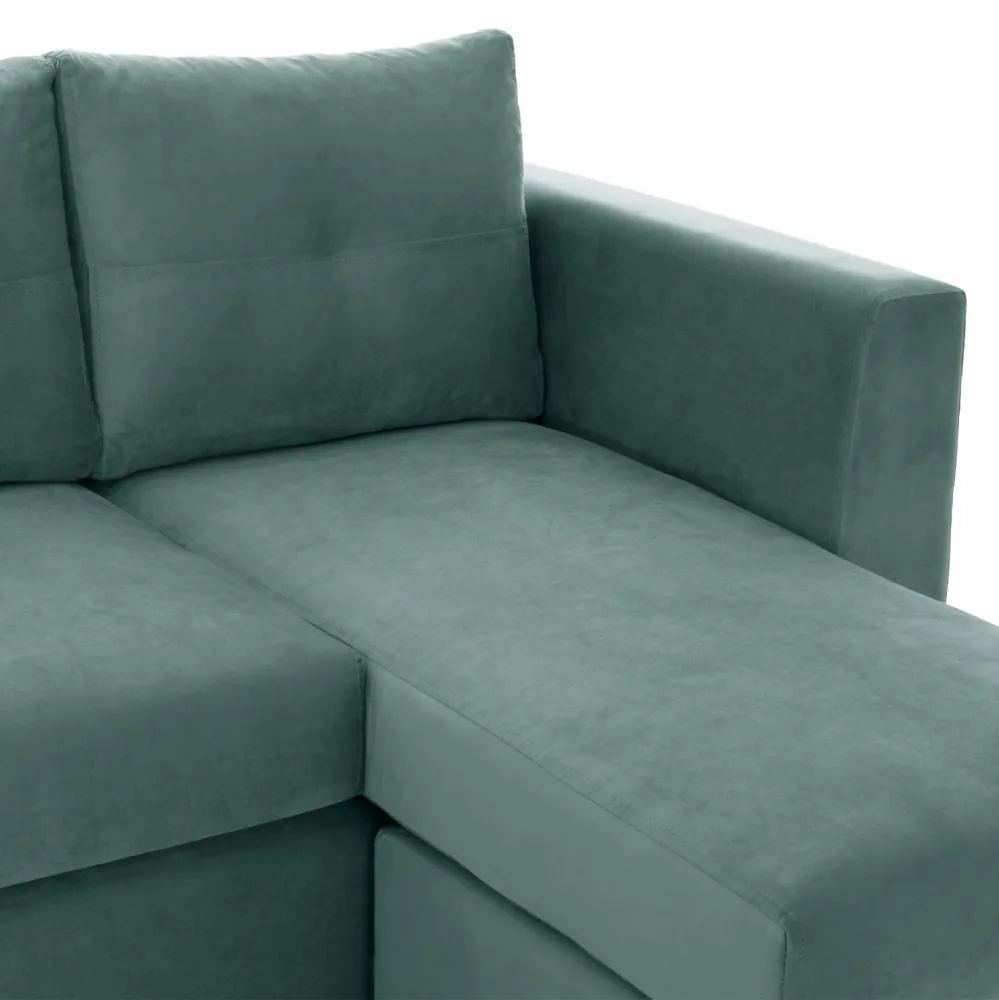 Ъглов диван обръщаем цвят мента плат 200x140x88см