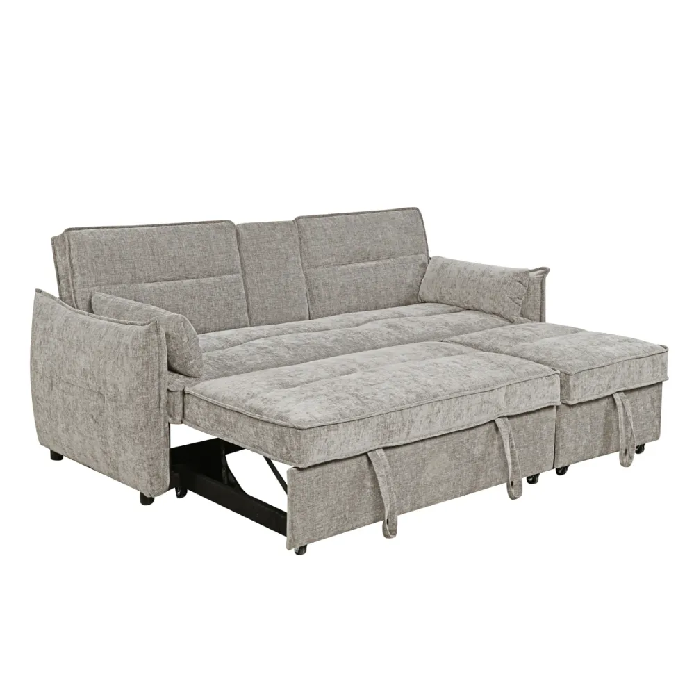 Двуместен разтегаем диван Велар, бежов плат, 208x86x85см.