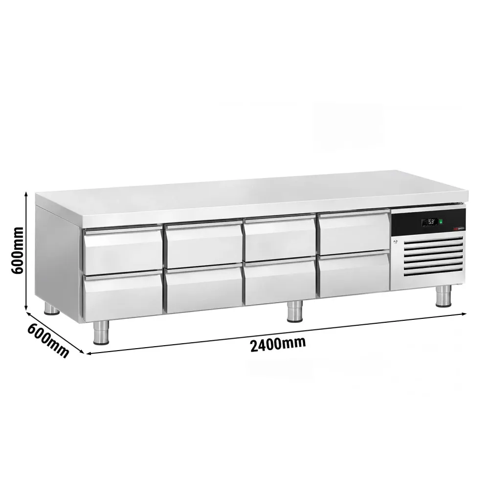 Хладилна маса с чекмеджета (GN) - от +2 до +8°C - 2400mm - 8 чекмеджета - 8x GN 1/1