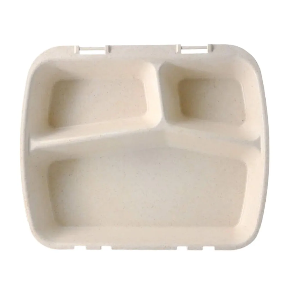 (60 бр.) Многократна кутия за меню с 3 отделения - 245x200mm - Кремавобял - Подреждащ се
