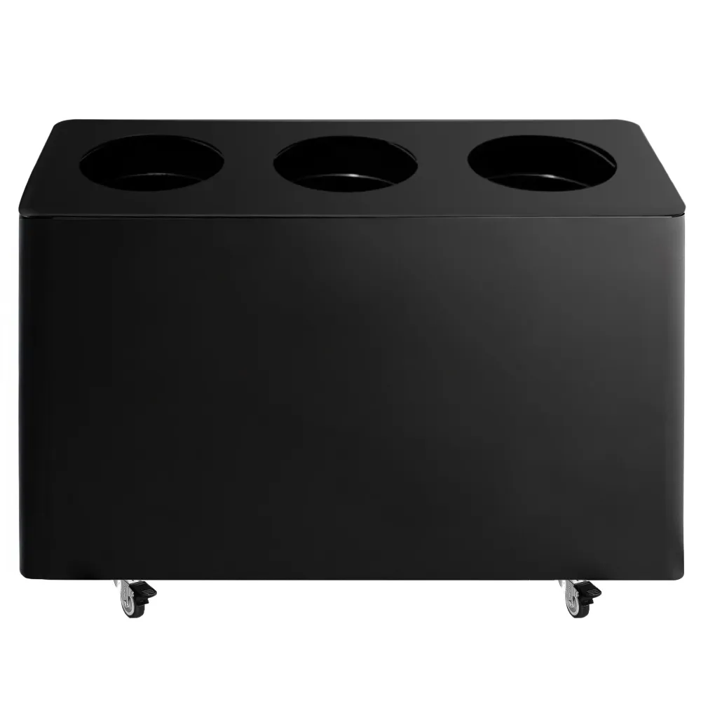 Система за разделяне на отпадъци - на колела - 3 отделения по 25L - 960x360x640mm - комплект стикери за хартия, пластмаса,...