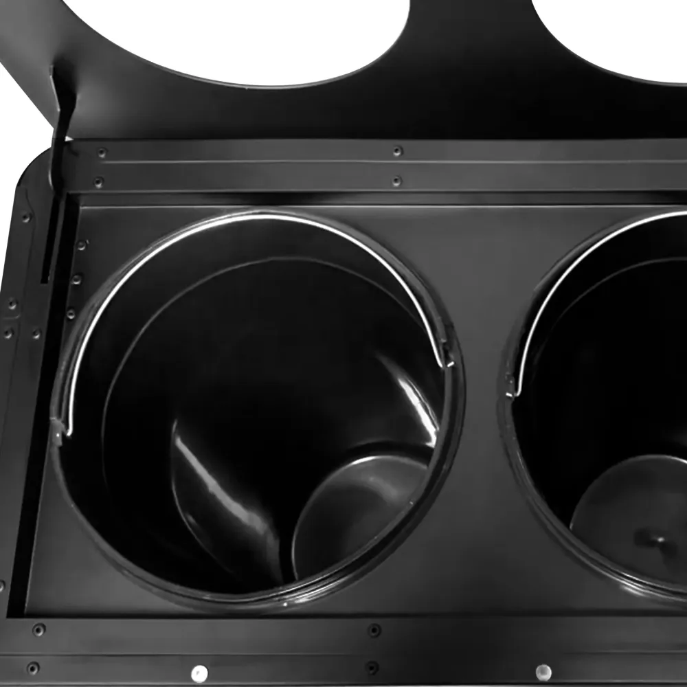 Система за разделяне на отпадъци - на колела - 3 отделения по 25L - 960x360x640mm - комплект стикери за хартия, пластмаса,...