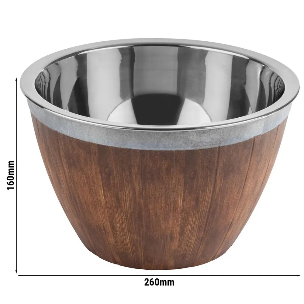 Купа - Меламин и неръждаема стомана - 3L - Ø 260mm - Дълбочина: 160mm - Кафяво