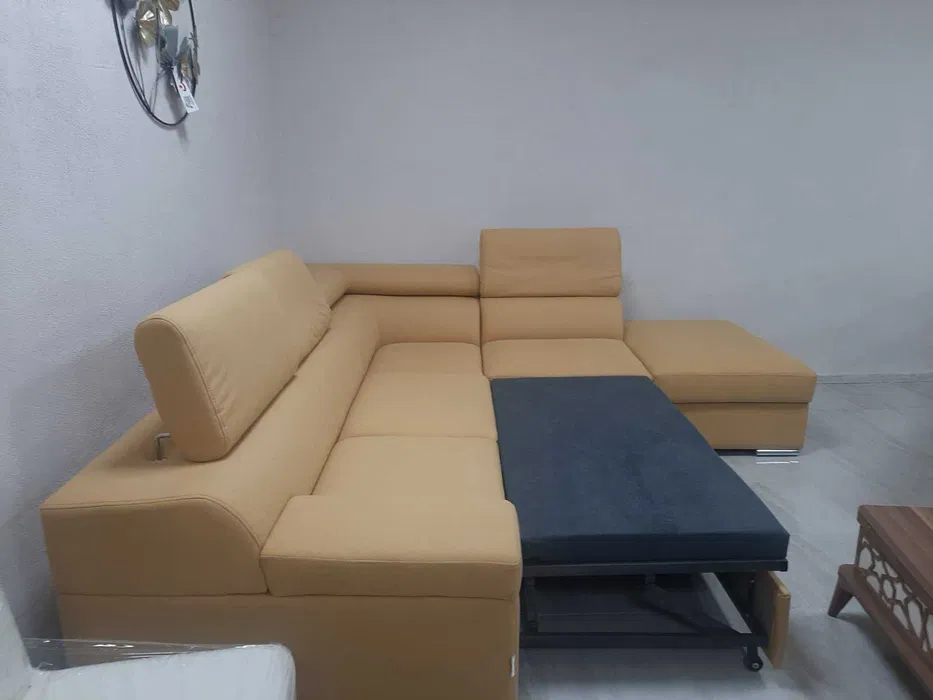 Диван Хана ъглов разтегателен 275/255/100см старо злато-наличен