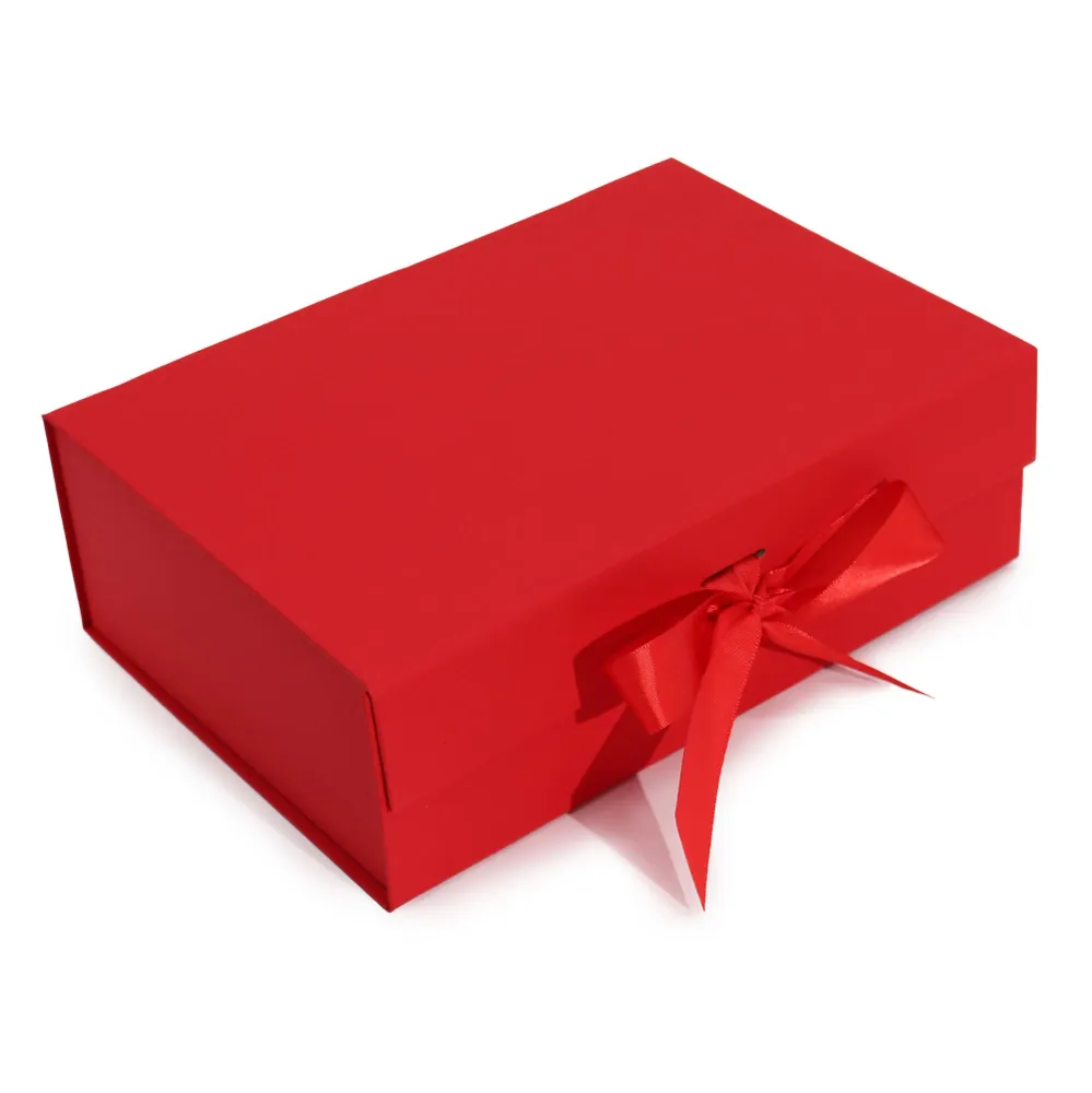 Подаръчна кутия плосък пакет голям червен 28.2x20.2x9.2cm