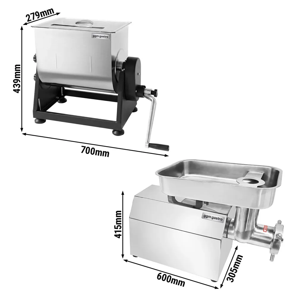 Ръчен миксер за месо - 28l - капацитет до 25kg 22 - мощност 1,1kW - двупосочно въртене (реверс) - включва Месомелачка с ох...