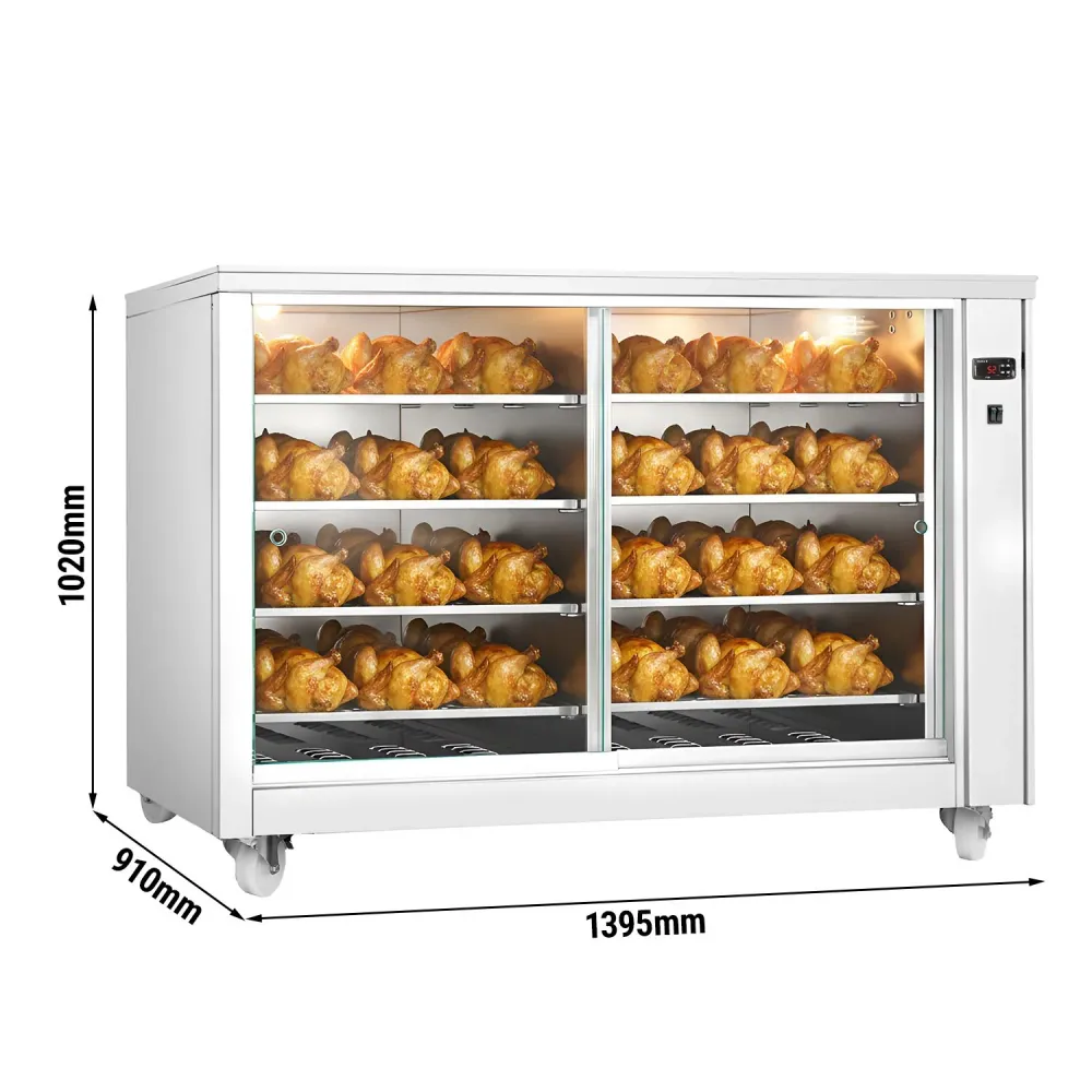 Топла витрина - с предни плъзгащи се стъклени врати - 8 рафта - 2kW - 1395x910x1020mm