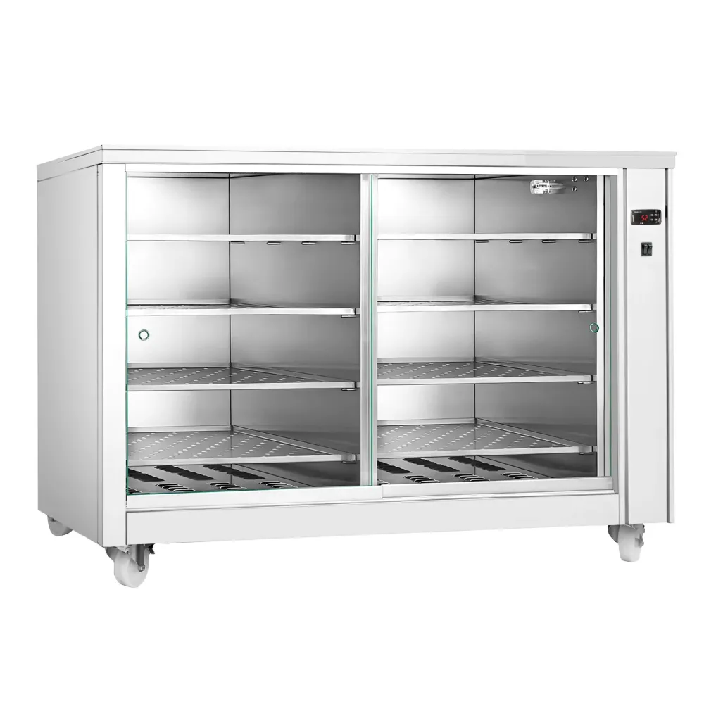 Топла витрина - с предни плъзгащи се стъклени врати - 8 рафта - 2kW - 1395x910x1020mm