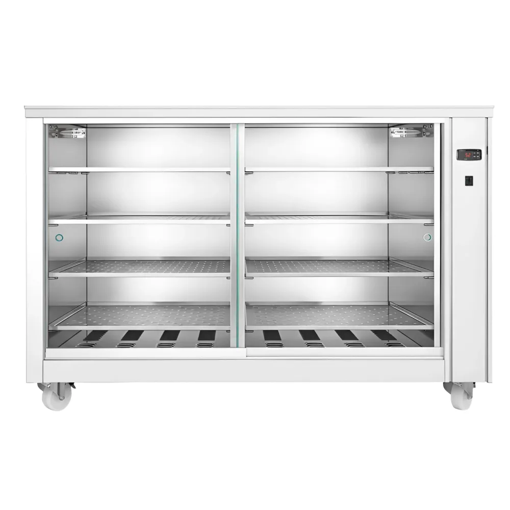 Топла витрина - с предни плъзгащи се стъклени врати - 8 рафта - 2kW - 1395x910x1020mm