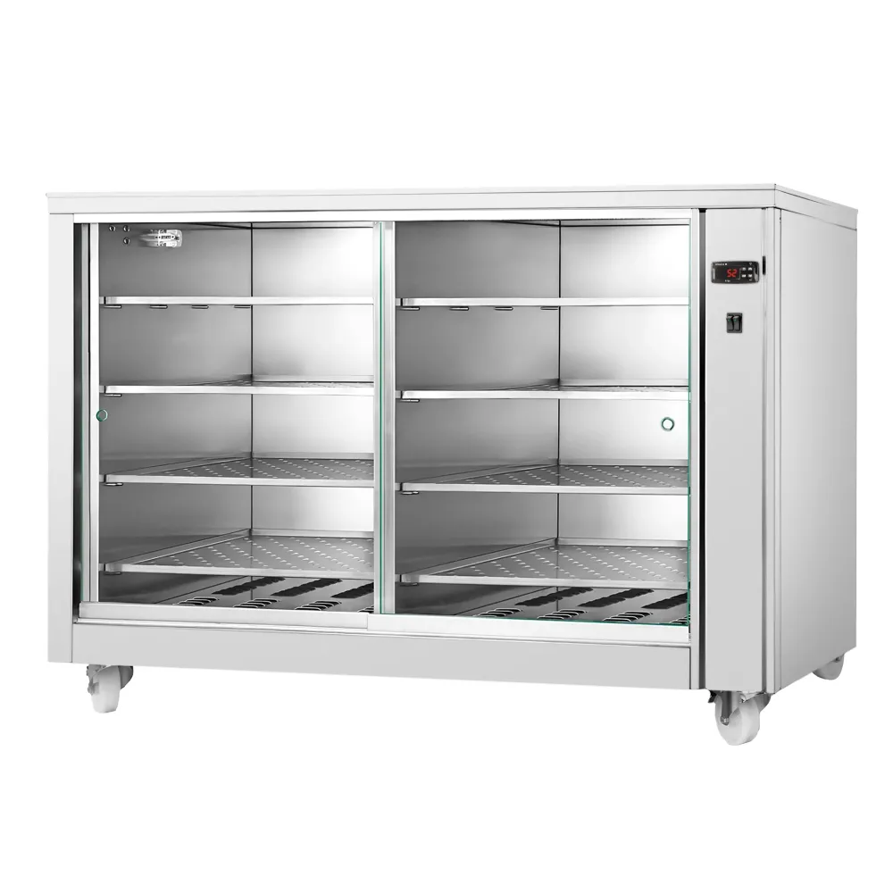 Топла витрина - с предни плъзгащи се стъклени врати - 8 рафта - 2kW - 1395x910x1020mm