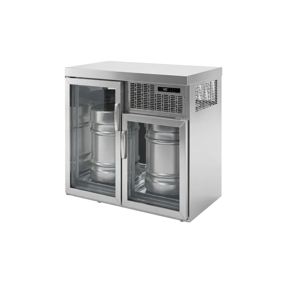 Охладител за кегове с вграден агрегат - 2x50L кегове - 1100x600mm - с 2 стъклени врати