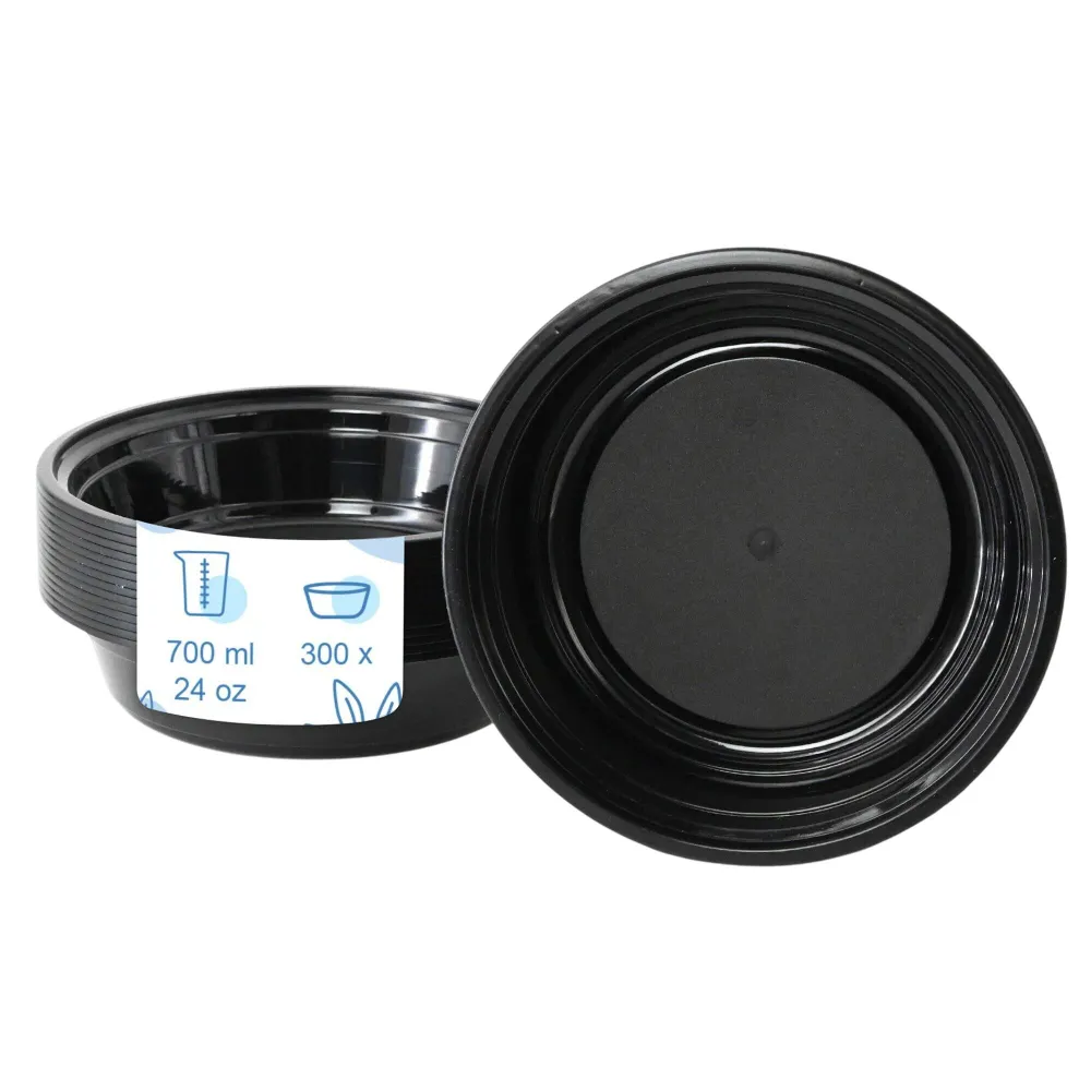 (300 броя) Купа за многократна употреба - полипропилен - 700ml - кръгла - черна