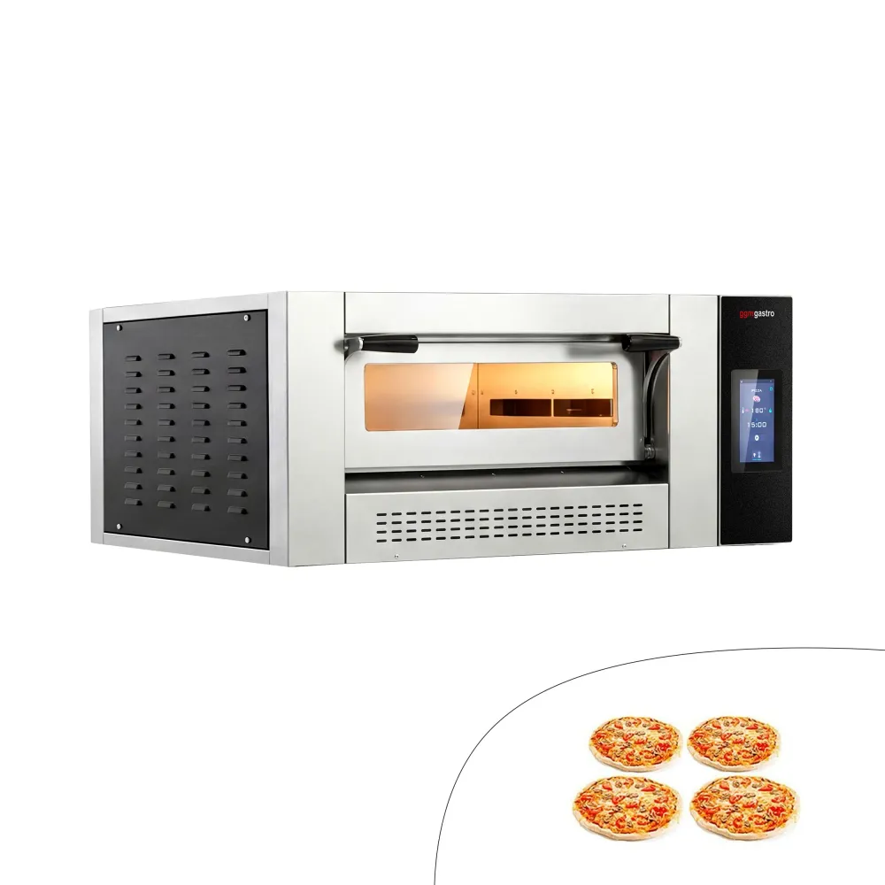 Професионална Газова фурна за пица - 4x Ø30cm - 230V - Сензорно (тъч) - до 400°C