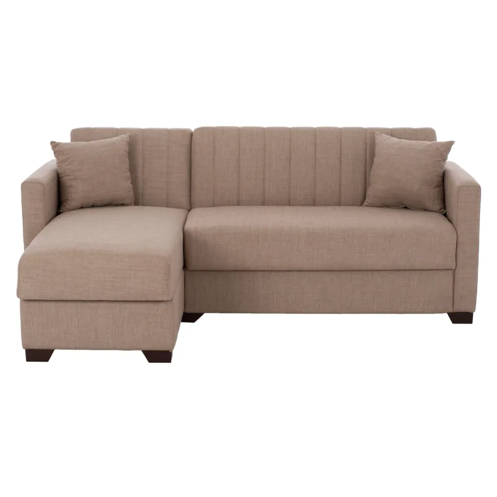 Ъглов диван КГ3244.02 кафяв цвят 200x82-133x77 см