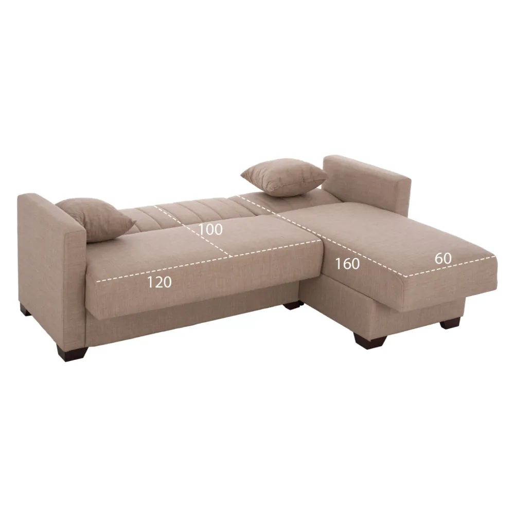 Ъглов диван КГ3244.02 кафяв цвят 200x82-133x77 см
